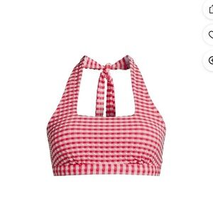 Pink and  White Gingham Halter Top